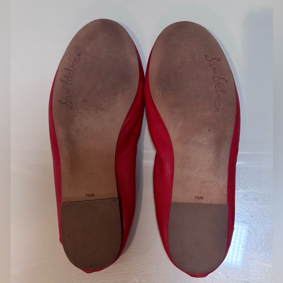 Sam Edelman Women's Felicia Flat Size 7.5 Red Leather Ballet Shoe Bow Charm - Picture 9 of 10